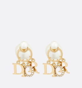 Dior Tribales Earrings • Gold-Finish Metal, White Resin Pearls and White Crystals