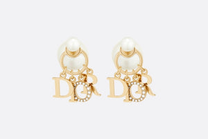 Dior Tribales Earrings • Gold-Finish Metal, White Resin Pearls and White Crystals