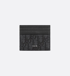 Card Holder • Black Grained Calfskin and Dior Oblique Jacquard