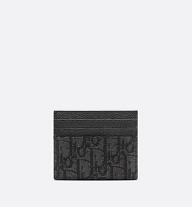 Card Holder • Black Grained Calfskin and Dior Oblique Jacquard