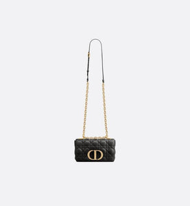Small Dior Caro Bag • Black Soft Cannage Calfskin