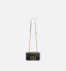 Small Dior Caro Bag • Black Soft Cannage Calfskin