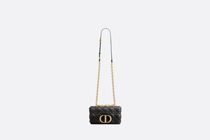 Small Dior Caro Bag • Black Soft Cannage Calfskin