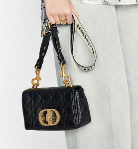 Small Dior Caro Bag • Black Soft Cannage Calfskin