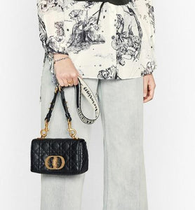 Small Dior Caro Bag • Black Soft Cannage Calfskin