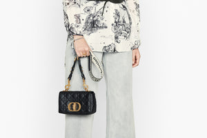 Small Dior Caro Bag • Black Soft Cannage Calfskin
