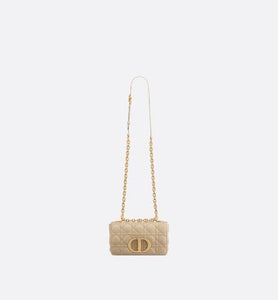 Small Dior Caro Bag • Beige Soft Cannage Calfskin