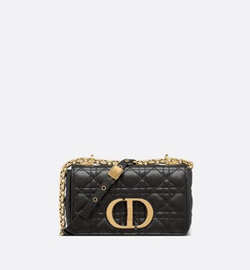 Small Dior Caro Bag • Black Soft Cannage Calfskin
