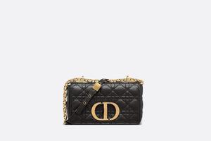 Small Dior Caro Bag • Black Soft Cannage Calfskin