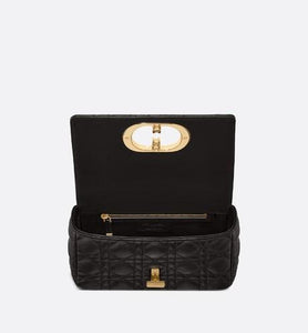 Small Dior Caro Bag • Black Soft Cannage Calfskin