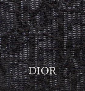 Zipped Card Holder • Black Dior Oblique Jacquard and Grained Calfskin