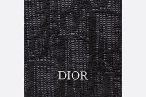 Zipped Card Holder • Black Dior Oblique Jacquard and Grained Calfskin