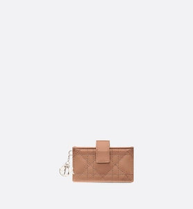 Lady Dior 5-Gusset Card Holder • Rose Des Vents Patent Cannage Calfskin