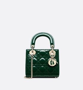 Mini Lady Dior Bag • Pine Green Patent Cannage Calfskin