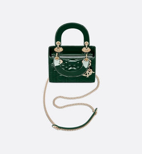 Mini Lady Dior Bag • Pine Green Patent Cannage Calfskin