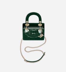 Mini Lady Dior Bag • Pine Green Patent Cannage Calfskin
