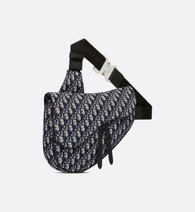 Maxi Saddle Bag • Beige and Black Dior Oblique Jacquard