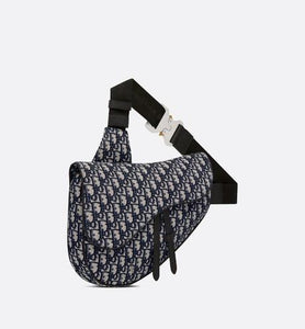 Maxi Saddle Bag • Beige and Black Dior Oblique Jacquard