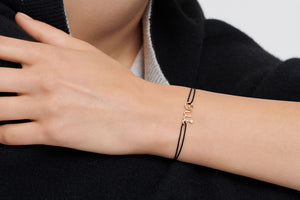 Dioramour Bracelet • Yellow Gold, Diamond and Black Cord