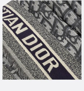 D-Oblique Shawl • Navy Blue Wool, Silk and Cotton