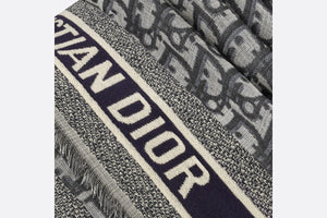 D-Oblique Shawl • Navy Blue Wool, Silk and Cotton