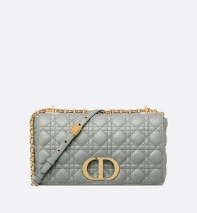 Large Dior Caro Bag • Gray Supple Cannage Calfskin