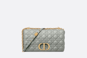 Large Dior Caro Bag • Gray Supple Cannage Calfskin