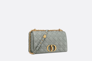 Large Dior Caro Bag • Gray Supple Cannage Calfskin