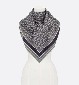 D-Oblique Shawl • Navy Blue Wool, Silk and Cotton