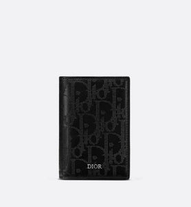 Bi-fold Card Holder • Black Dior Oblique Galaxy Leather