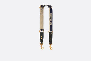 Adjustable Shoulder Strap with Ring • Blue 'Christian Dior' Embroidery