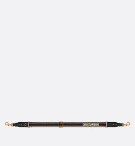 Adjustable Shoulder Strap with Ring • Black 'Christian Dior' Embroidery