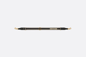 Adjustable Shoulder Strap with Ring • Black 'Christian Dior' Embroidery