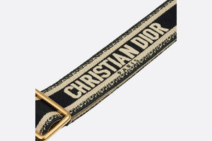 Adjustable Shoulder Strap with Ring • Black 'Christian Dior' Embroidery