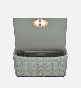 Large Dior Caro Bag • Gray Supple Cannage Calfskin