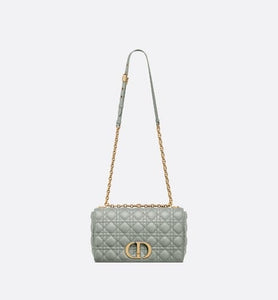 Large Dior Caro Bag • Gray Supple Cannage Calfskin