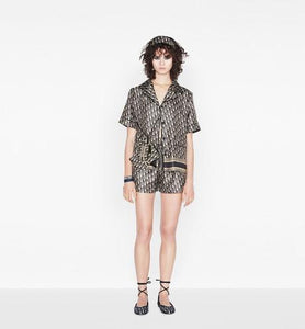 Shorts • Navy Blue and White Silk Twill with Dior Oblique Motif