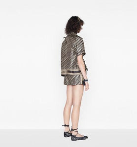 Shorts • Navy Blue and White Silk Twill with Dior Oblique Motif
