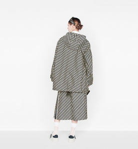 Hooded Anorak • Blue and Ecru Technical Taffeta Jacquard with Dior Oblique Motif
