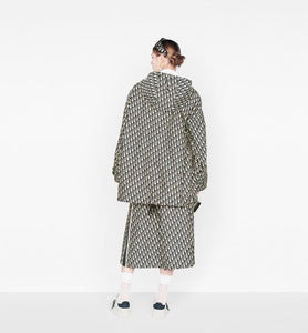 Hooded Anorak • Blue and Ecru Technical Taffeta Jacquard with Dior Oblique Motif