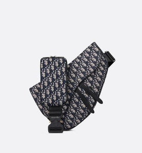 Maxi Saddle Bag • Beige and Black Dior Oblique Jacquard
