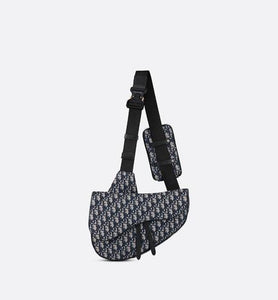Maxi Saddle Bag • Beige and Black Dior Oblique Jacquard