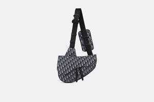 Maxi Saddle Bag • Beige and Black Dior Oblique Jacquard