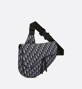 Maxi Saddle Bag • Beige and Black Dior Oblique Jacquard