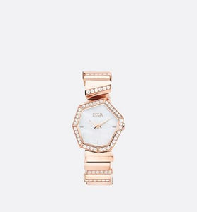 Rose Gold, Diamonds and White Mother-of-pearl GEM DIOR • Ø 27 mm, Quartz Movement