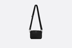 Pouch with Shoulder Strap • Black Grained Calfskin with 'CD Icon' Signature