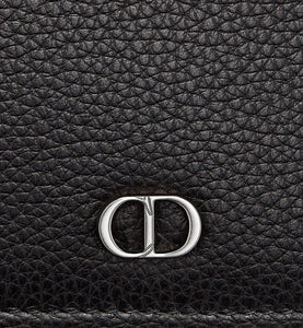 Business Card Holder • Black Grained Calfskin with 'CD Icon' Signature