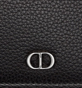 Business Card Holder • Black Grained Calfskin with 'CD Icon' Signature