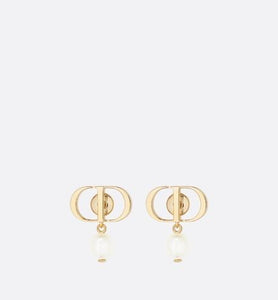 Petit CD Earrings • Gold-Finish Metal and White Resin Pearls