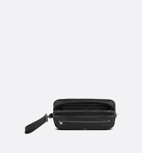 Toiletry Bag • Black Grained Calfskin with 'CD Icon' Signature